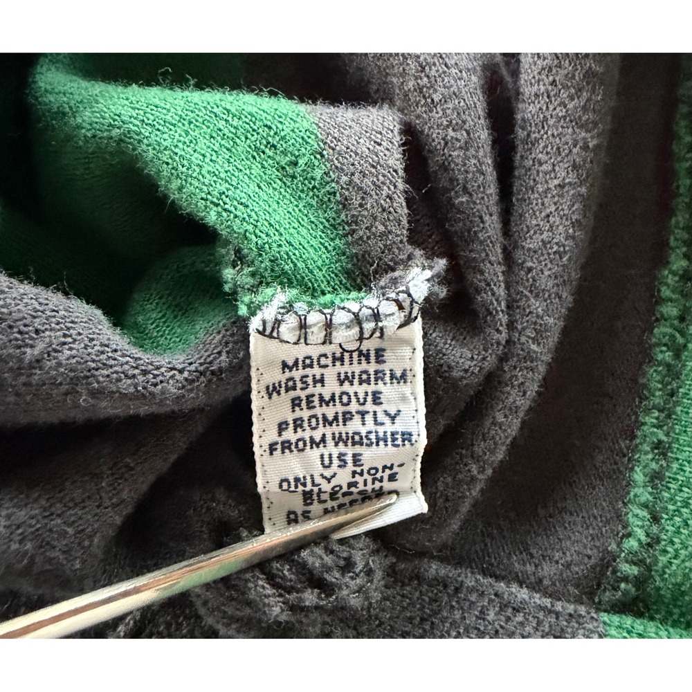Polo Sport Ralph Lauren Mens XL Henley Shirt Green Navy Blue Striped Vintage - Picture 7 of 9